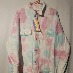 Levi's Pride Tie Dye USE YOUR VOICE Denim LGBTQ Trucker Jacket Men's Size XL